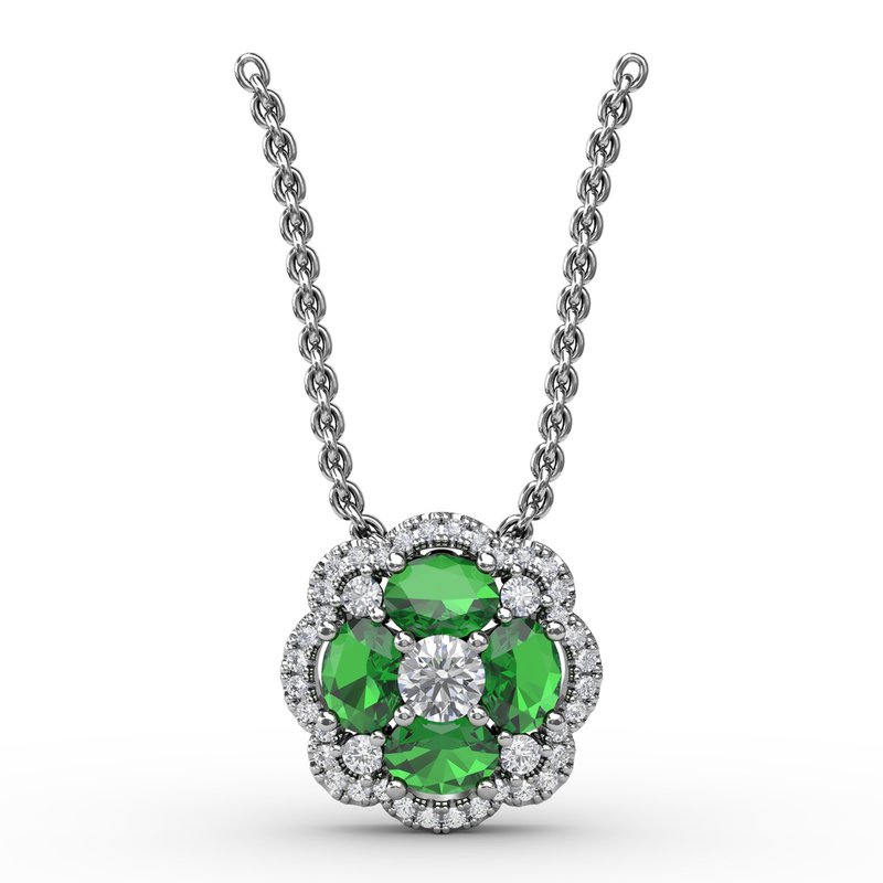 Love in Bloom Emerald and Diamond Pendant P1574E - TBird