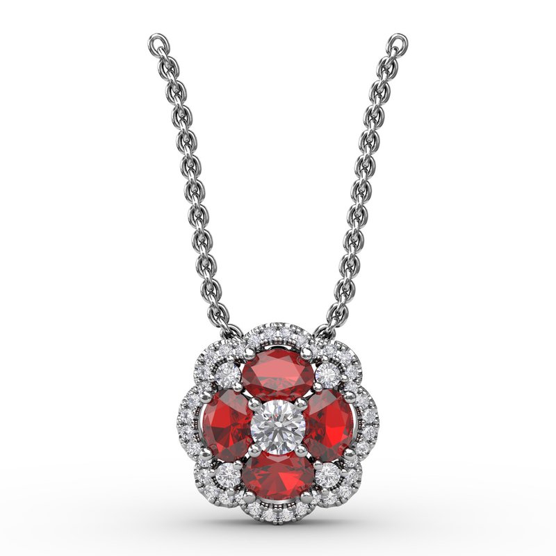 Love in Bloom Ruby and Diamond Pendant P1574R - TBird