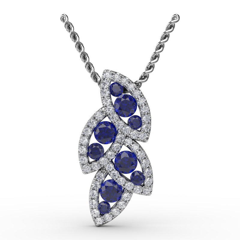 Glam Galore Sapphire and Diamond Leaf Pendant P1597S - TBird