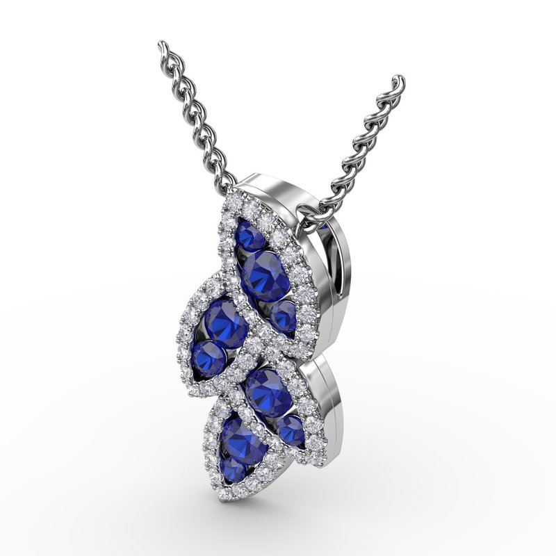 Glam Galore Sapphire and Diamond Leaf Pendant P1597S - TBird