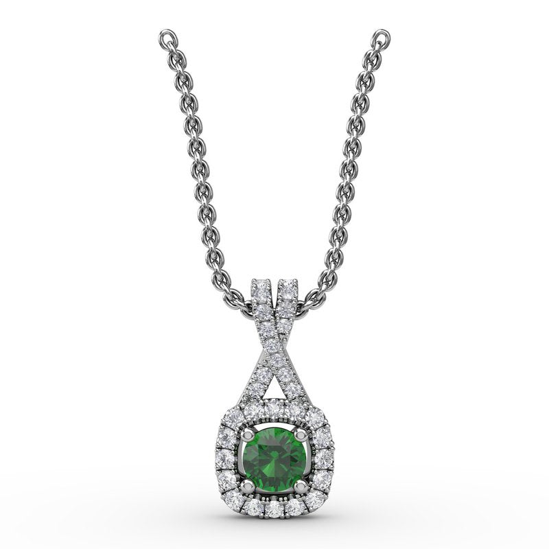 Halo Emerald and Diamond Pendant P1631E - TBird