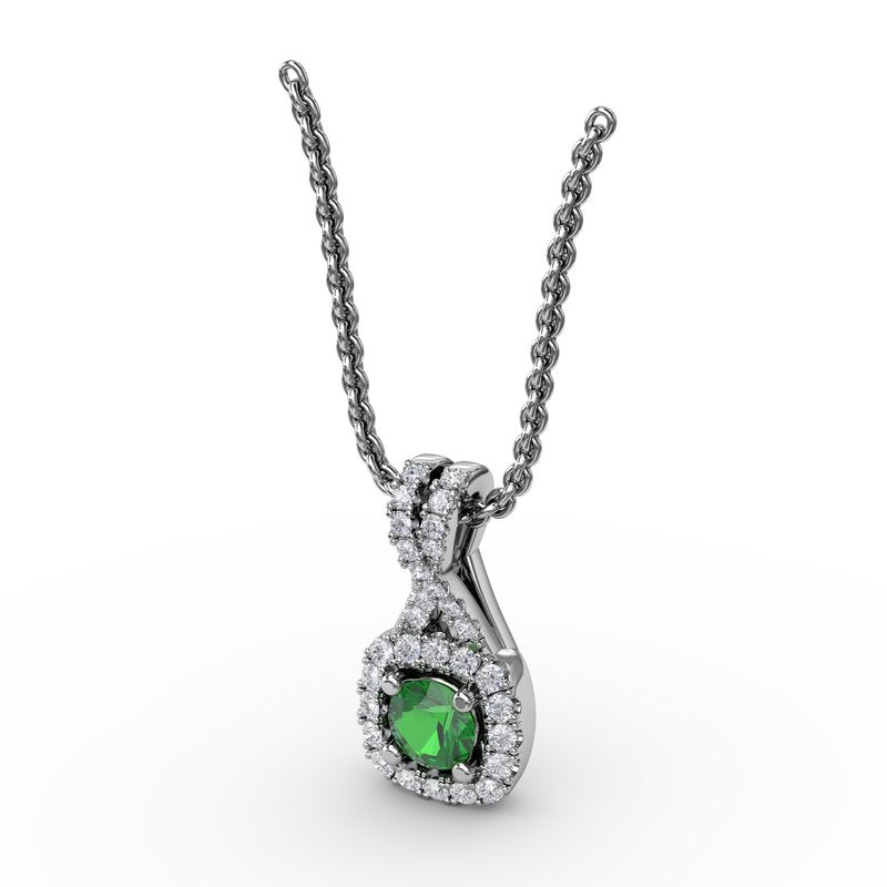 Halo Emerald and Diamond Pendant P1631E - TBird