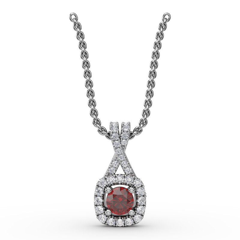 Halo Ruby and Diamond Pendant P1631R - TBird