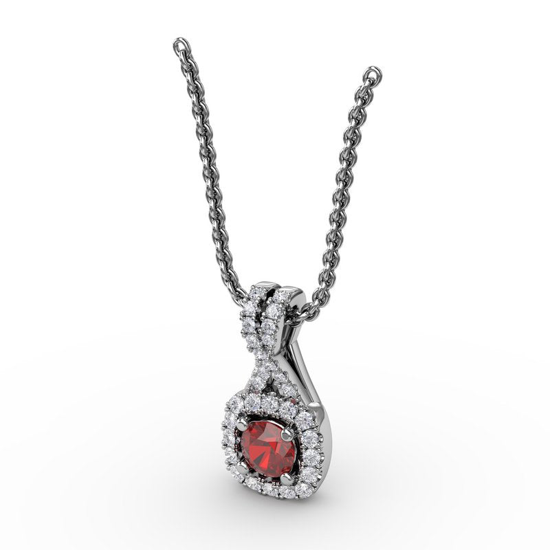 Halo Ruby and Diamond Pendant P1631R - TBird