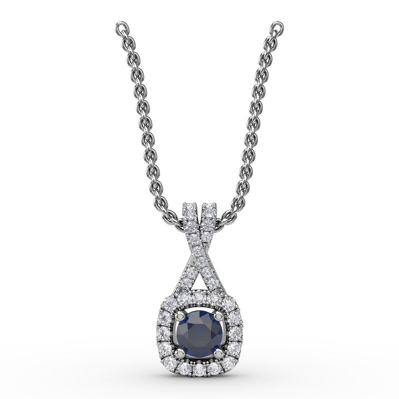 Halo Sapphire and Diamond Pendant P1631S - TBird