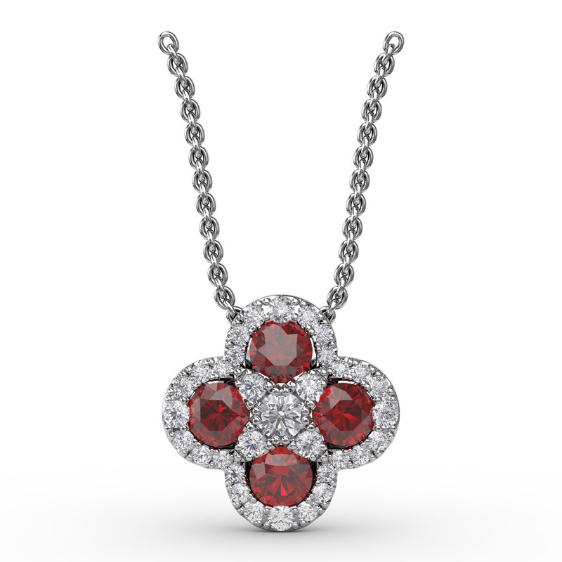 Flower Ruby and Diamond Pendant P1643R - TBird