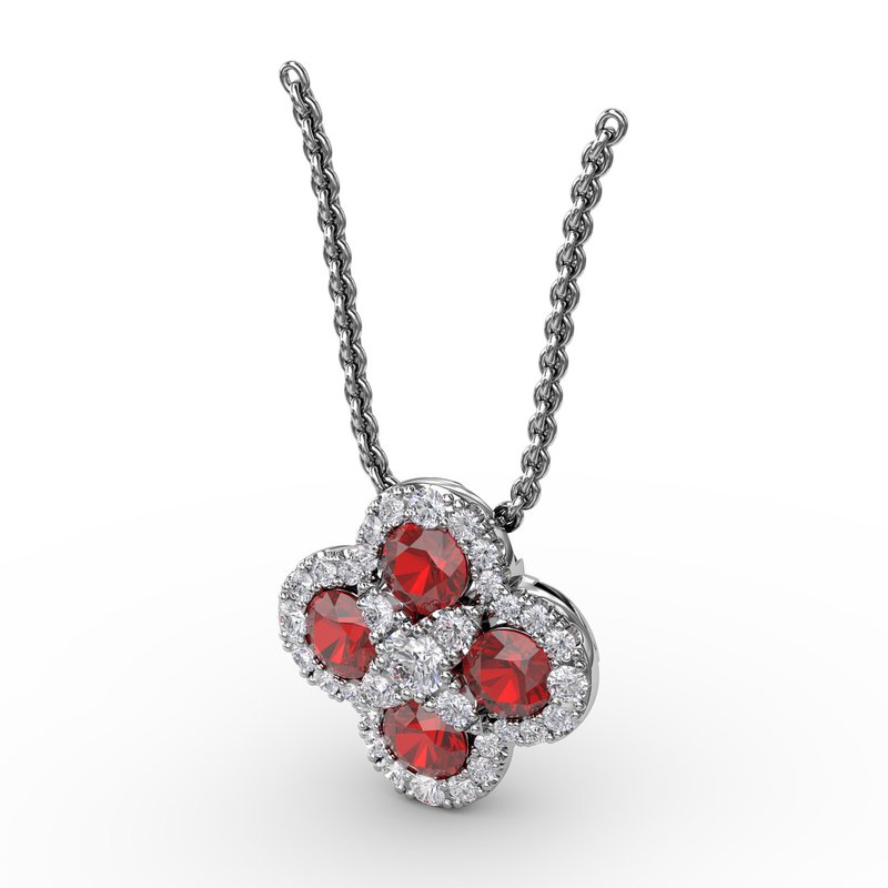 Flower Ruby and Diamond Pendant P1643R - TBird