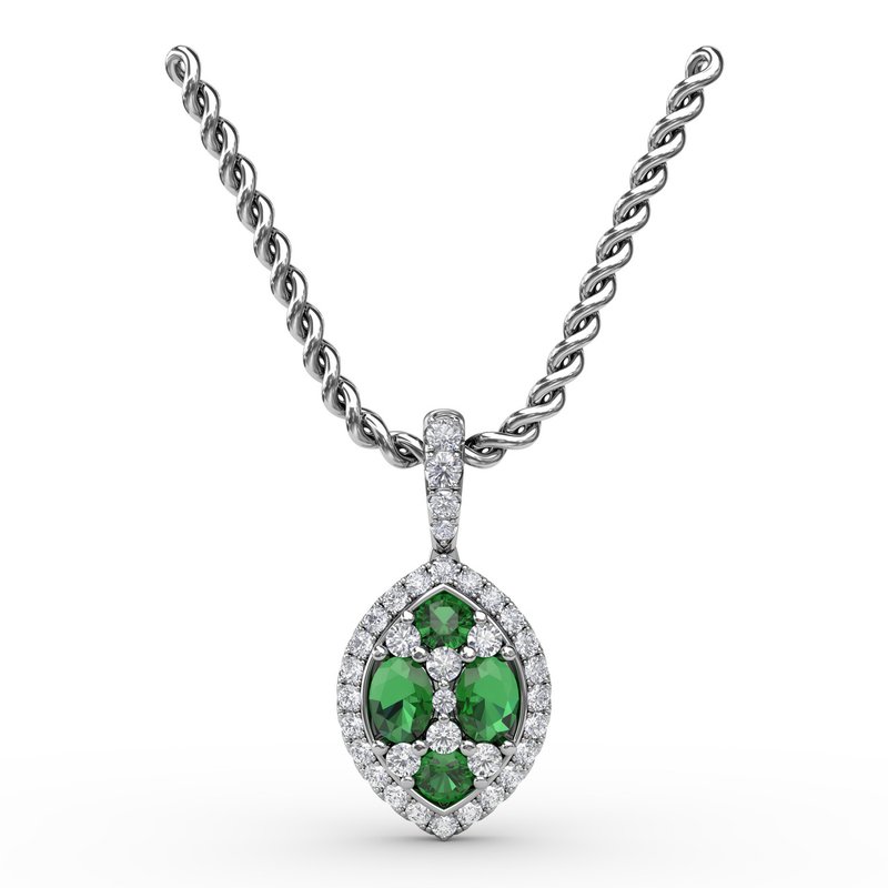 Marquise Emerald and Diamond Pendant P1733E - TBird