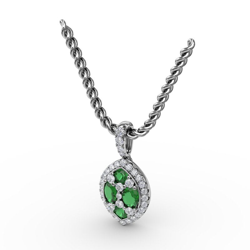 Marquise Emerald and Diamond Pendant P1733E - TBird