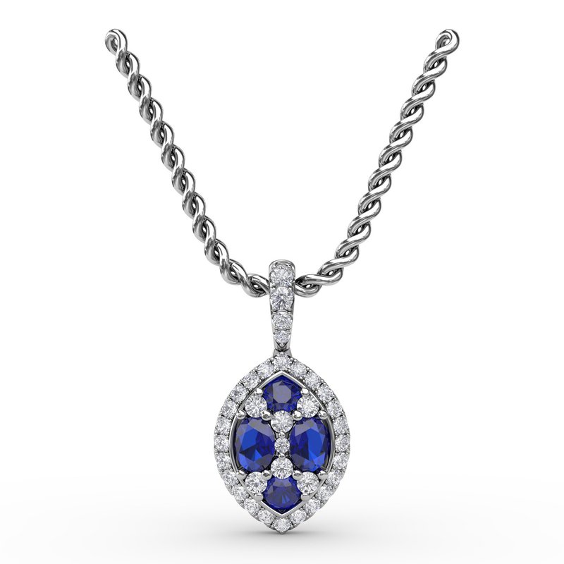 Marquise Sapphire and Diamond Pendant P1733S - TBird