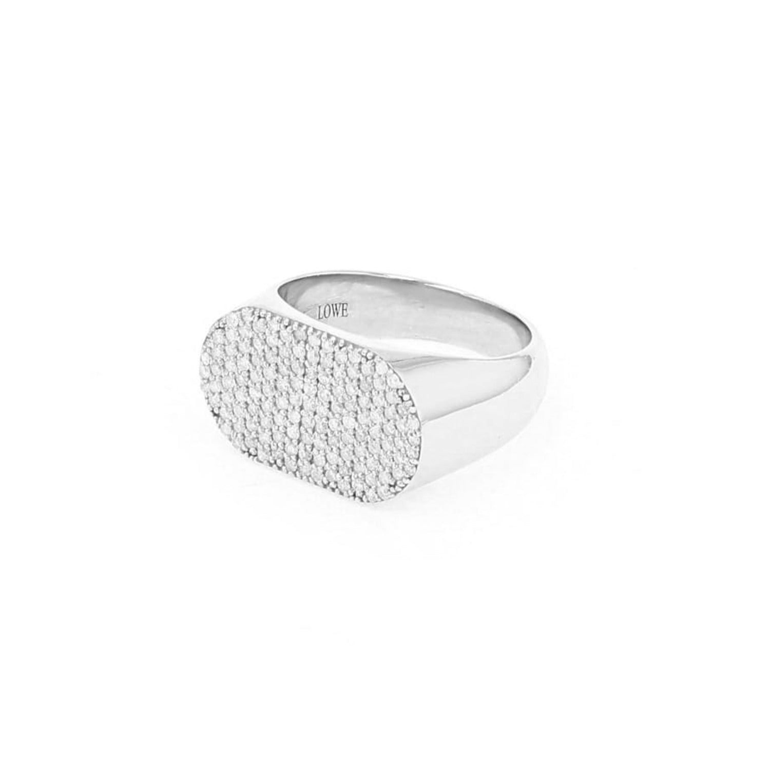 Pave Diamond Sterling Silver Signet Ring  R0347 - TBird