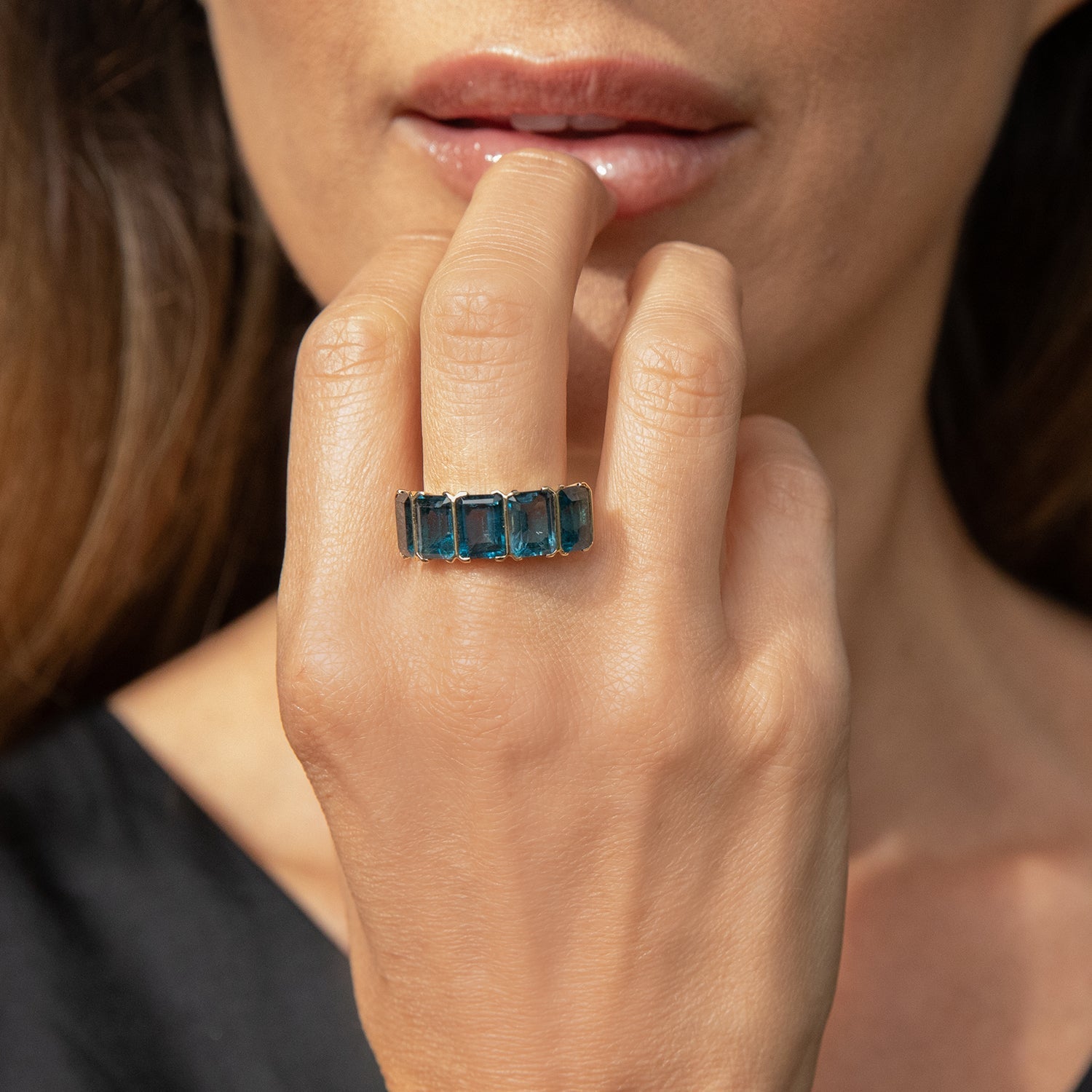 Five Stone London Blue Topaz Ring R0384-8 - TBird