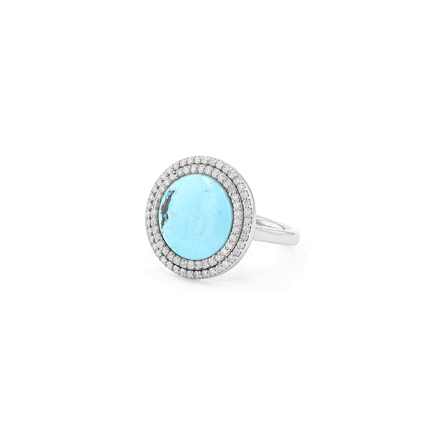 Round Turquoise Double Diamond Halo Ring  R0393-8 - TBird