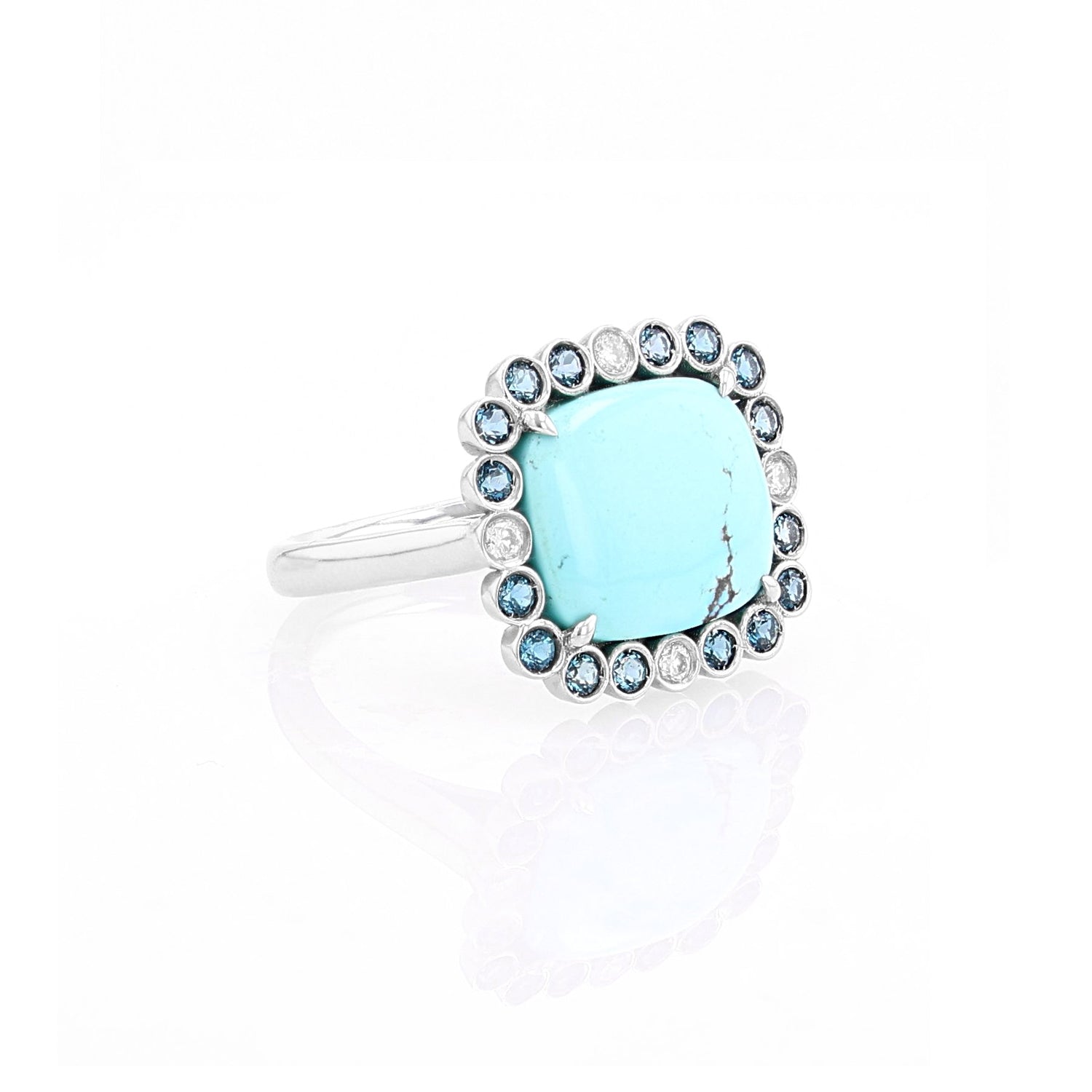 Turquoise Ring with Blue Topaz & Diamond Halo  R0395-8 - TBird