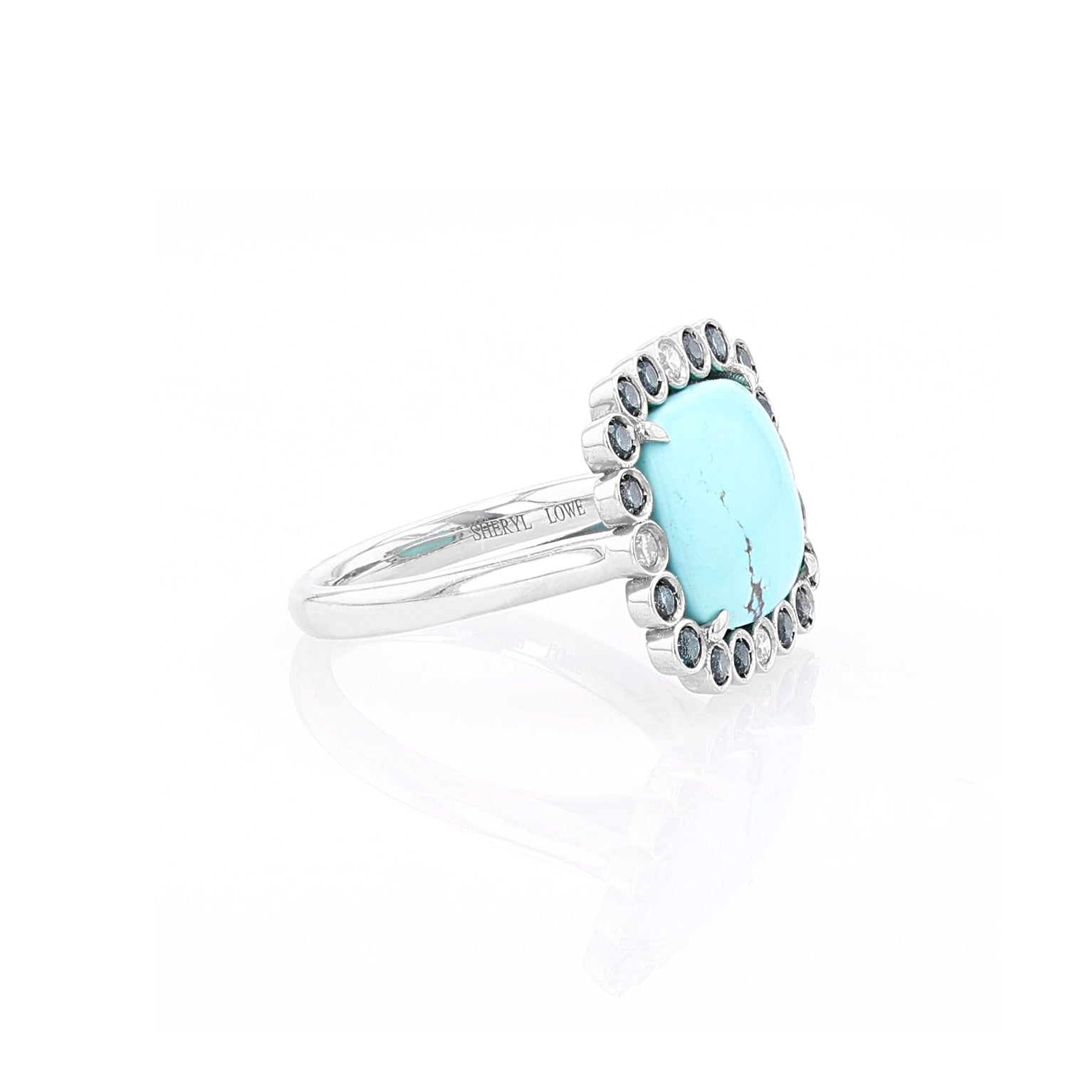 Turquoise Ring with Blue Topaz & Diamond Halo  R0395-8 - TBird