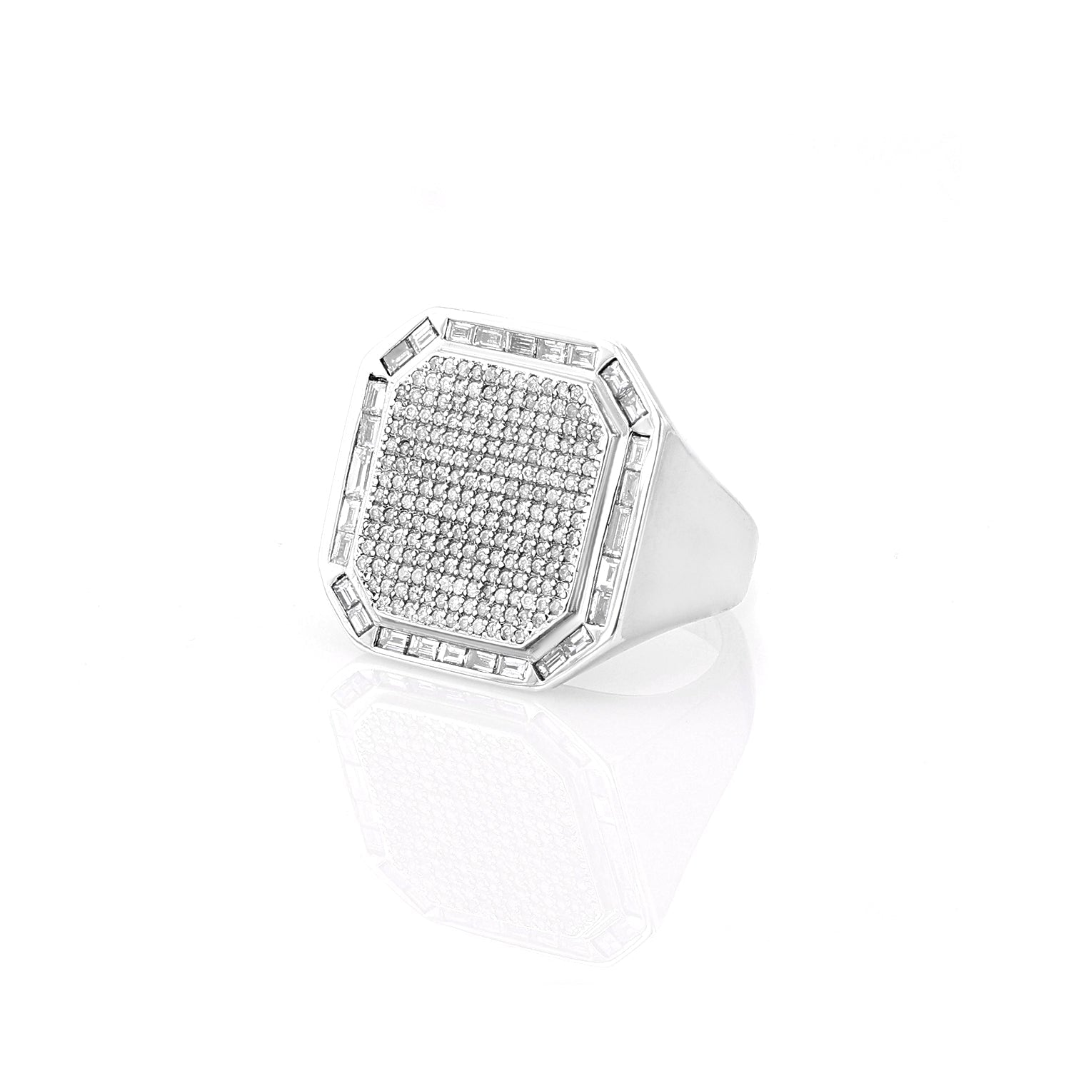 Diamond Octagon Shield Ring with Baguette Halo  R0469-8 - TBird