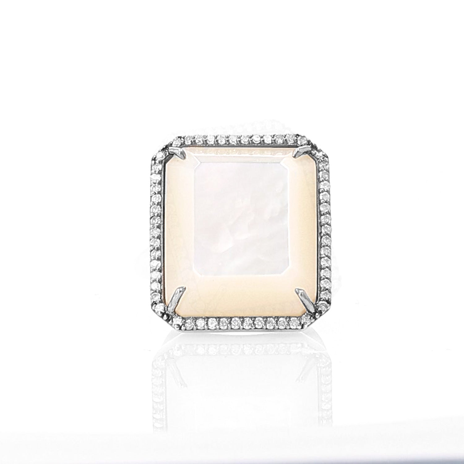 Mother of Pearl & Diamond North South Ring  R0492 - TBird