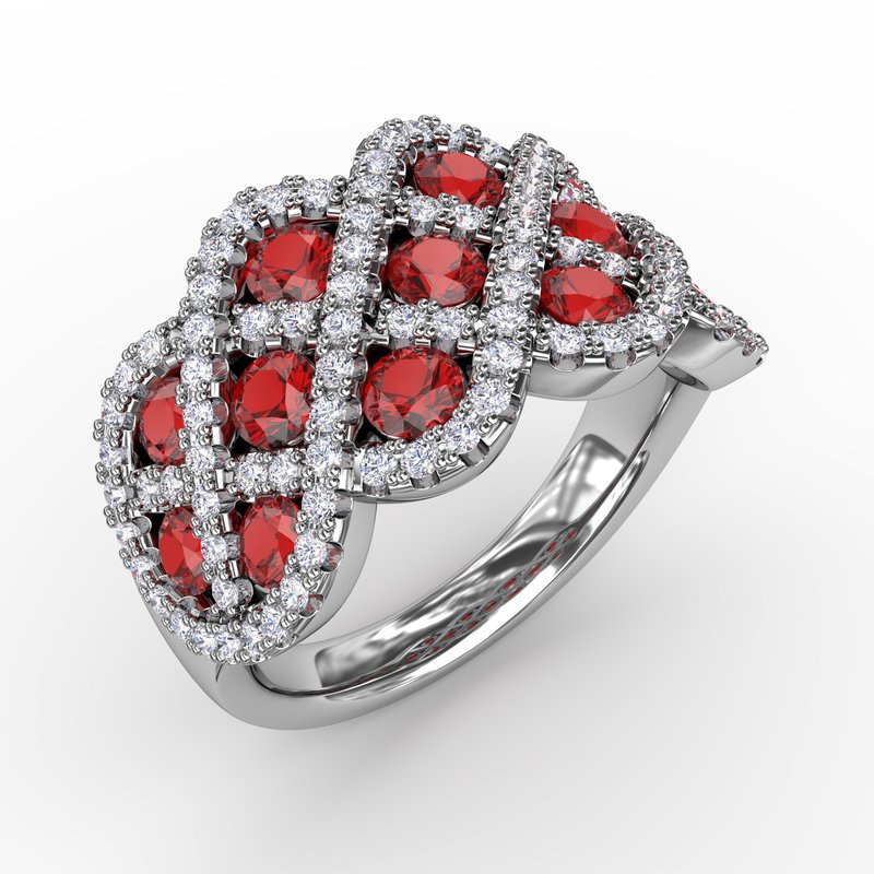 You And Me Ruby And Diamond Interweaving Ring R1370R - TBird