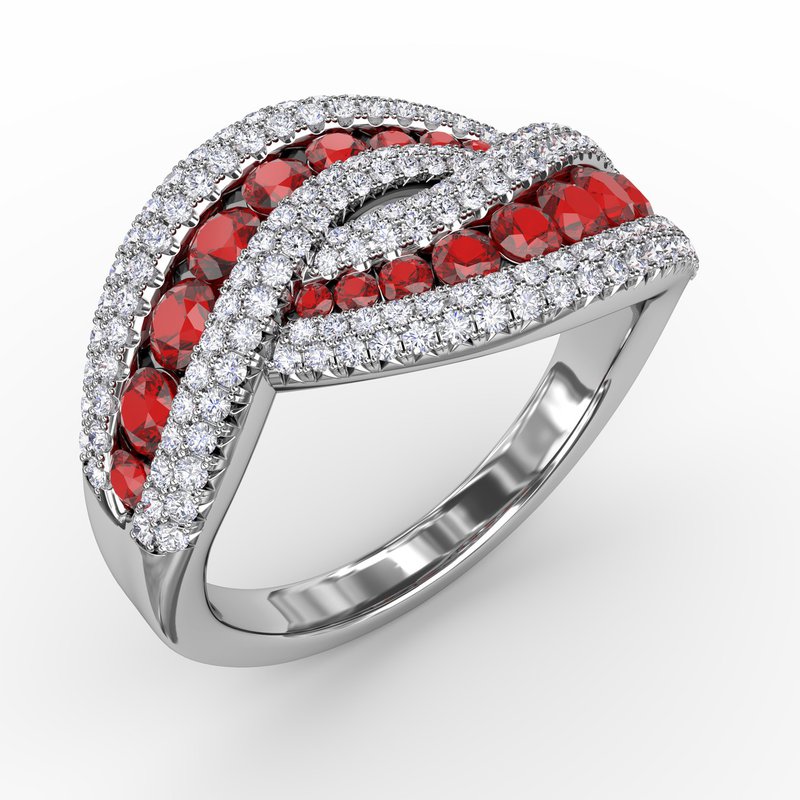 Intertwining Love Ruby and Diamond Ring R1486R - TBird