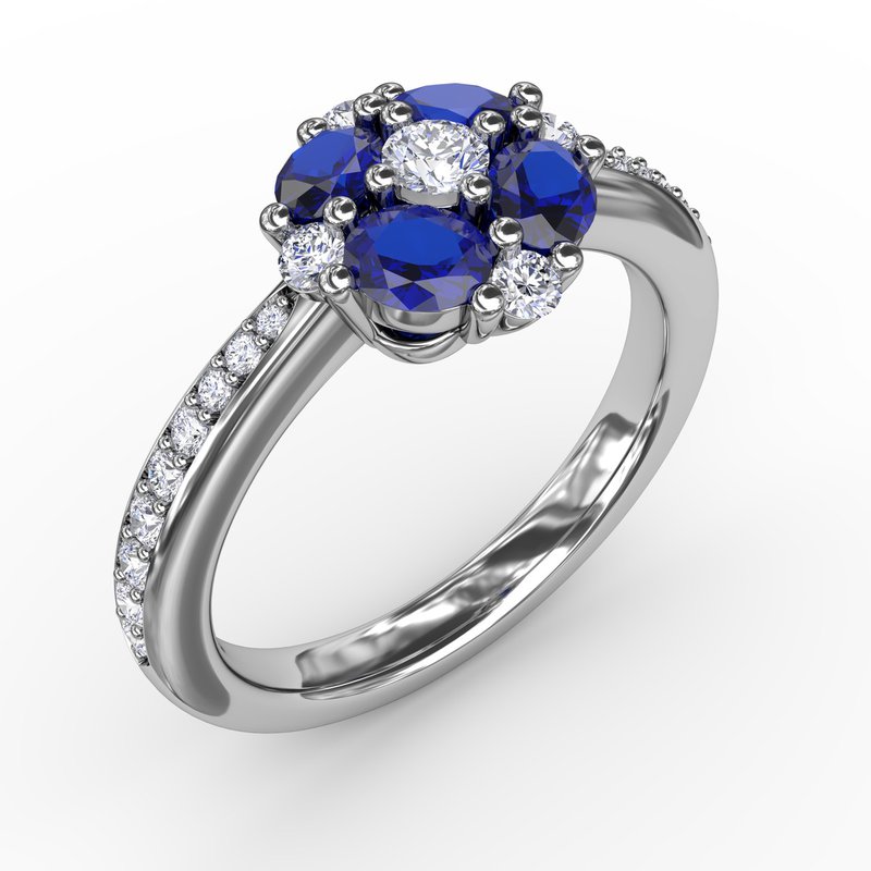 Floral Sapphire and Diamond Ring R1536S - TBird