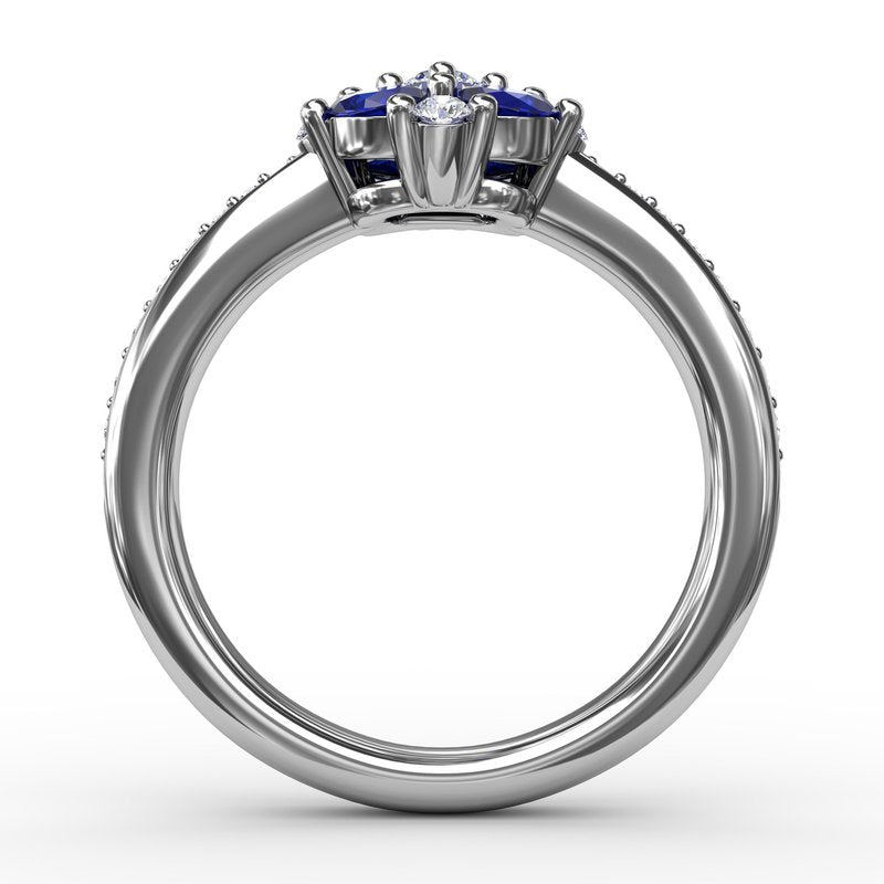 Floral Sapphire and Diamond Ring R1536S - TBird