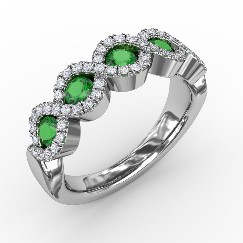 Hold Me Close Emerald and Diamond Twist Ring R1540E - TBird