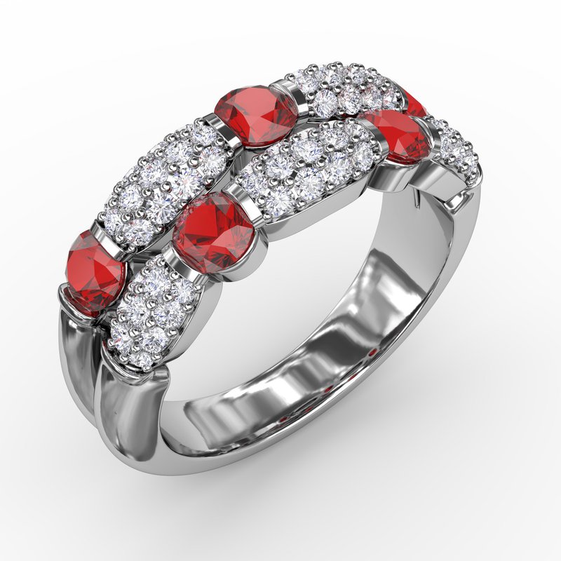 Double Row Ruby and Diamond Ring R1592R - TBird