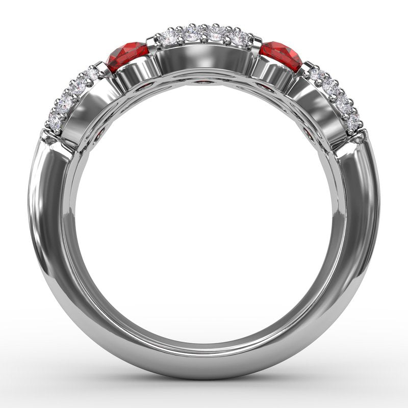 Double Row Ruby and Diamond Ring R1592R - TBird