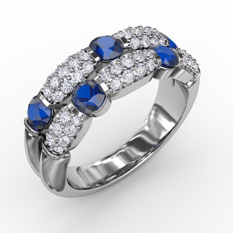 Double Row Sapphire and Diamond Ring R1592S - TBird