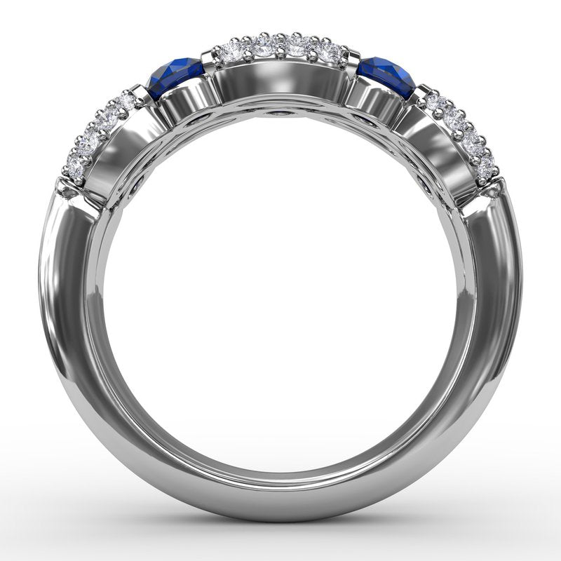 Double Row Sapphire and Diamond Ring R1592S - TBird