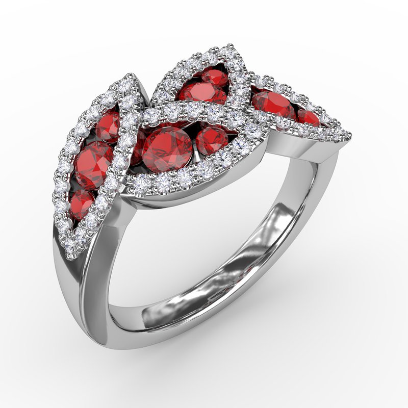 Glam Galore Ruby and Diamond Leaf Ring R1597R - TBird