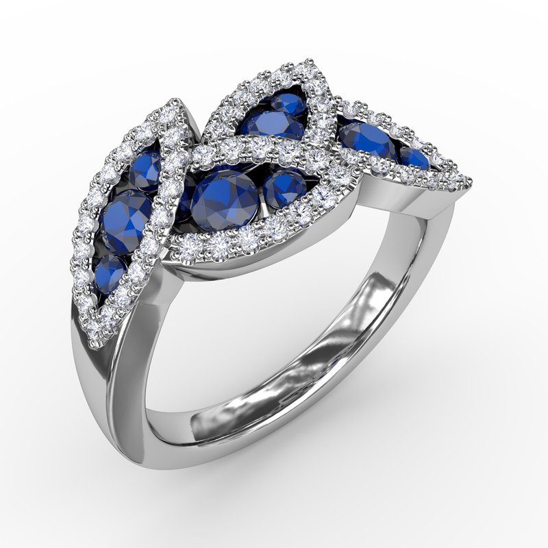 Glam Galore Sapphire and Diamond Leaf Ring R1597S - TBird