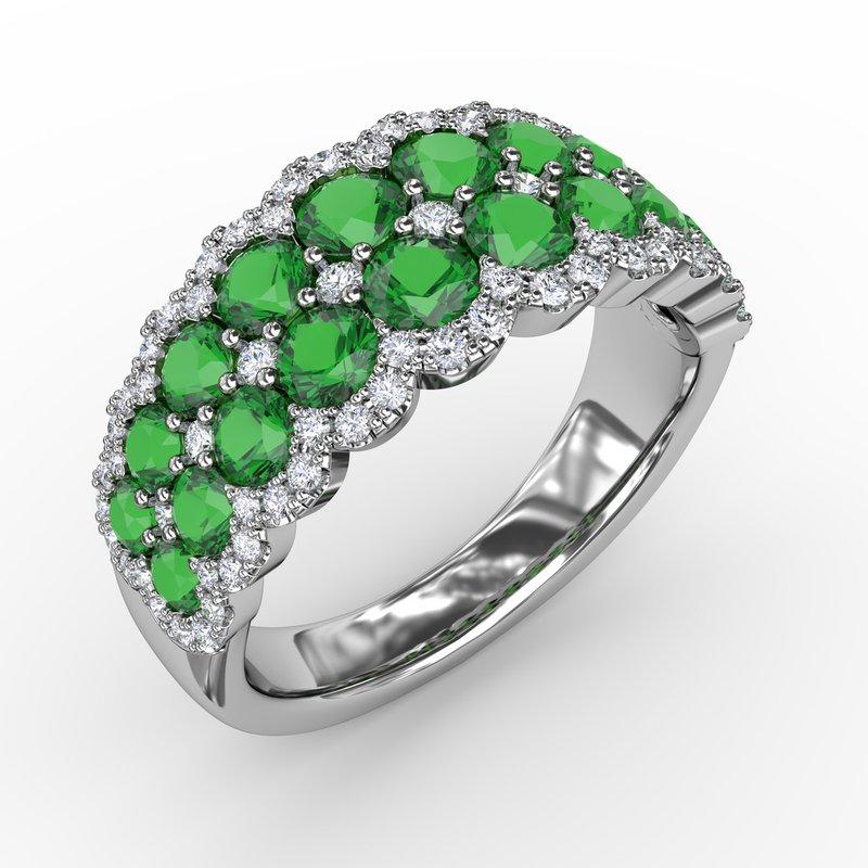 Get Sentimental Emerald and Diamond Double Row Ring R1636E - TBird