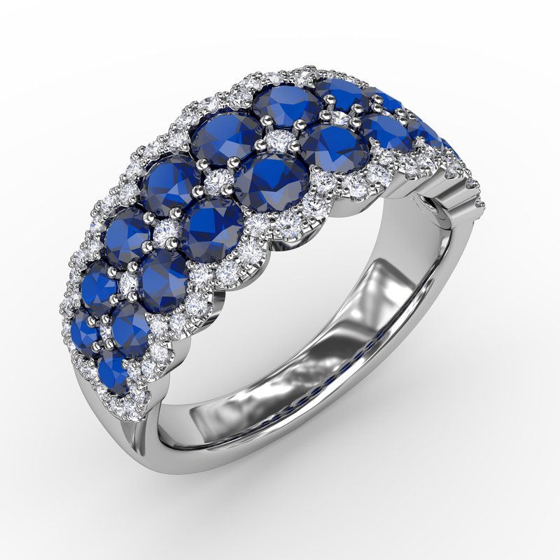 Get Sentimental Sapphire and Diamond Double Row Ring R1636S - TBird