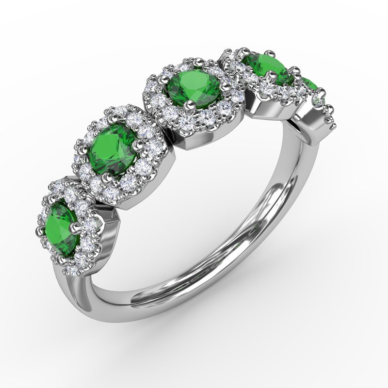 Blossoming Love Emerald and Diamond Ring R1645E - TBird