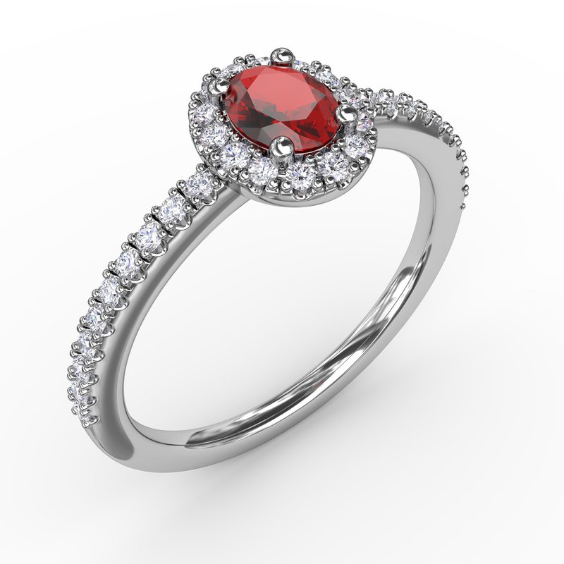 Classic Halo Ruby and Diamond Ring R1646R - TBird