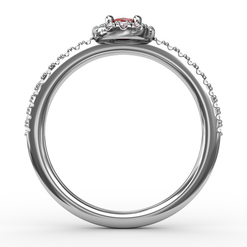 Classic Halo Ruby and Diamond Ring R1646R - TBird