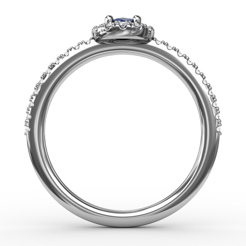 Classic Halo Sapphire and Diamond Ring R1646S - TBird