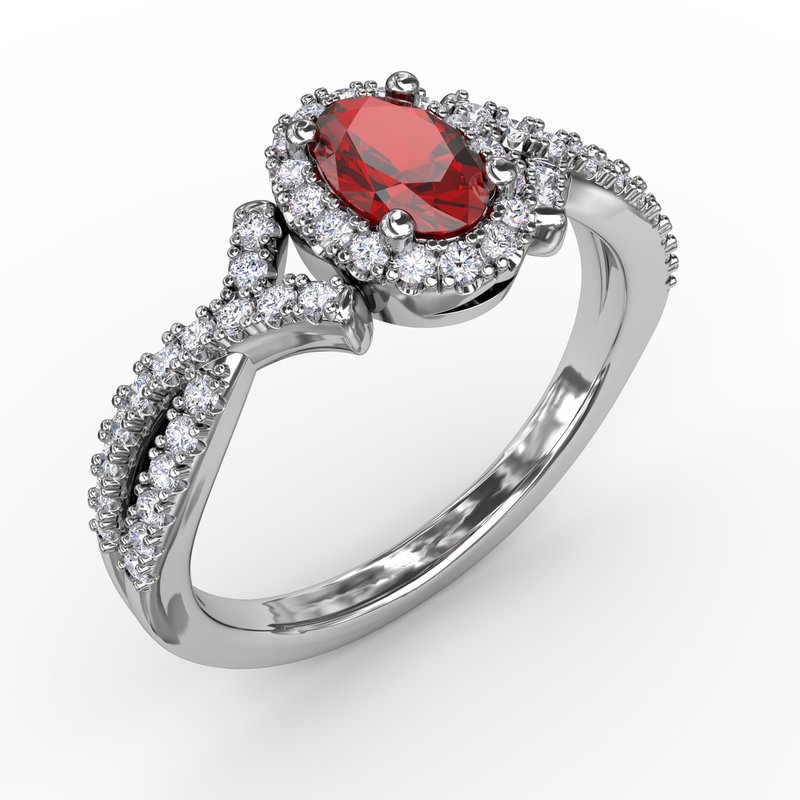 Swirls of Love Ruby and Diamond Twist Ring R1662R - TBird