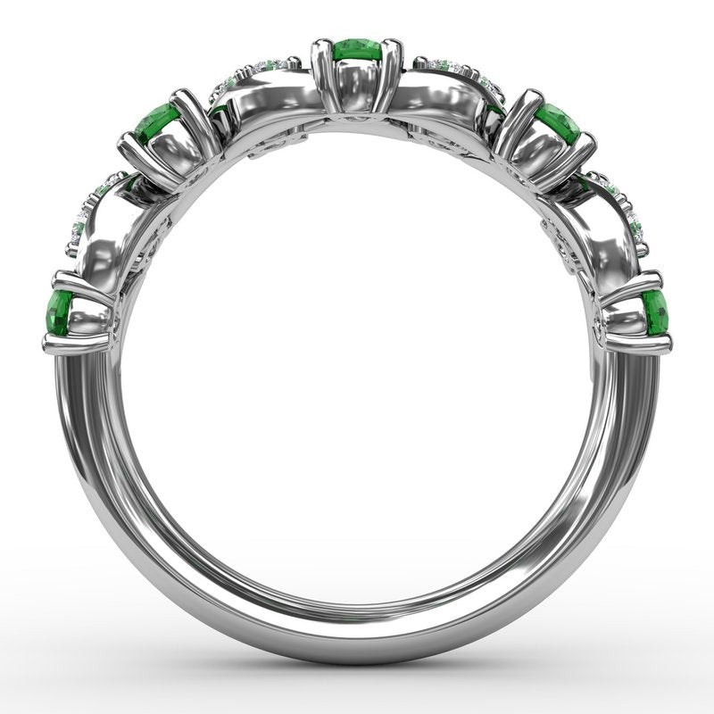 Marquise Emerald and Diamond Ring R1736E - TBird