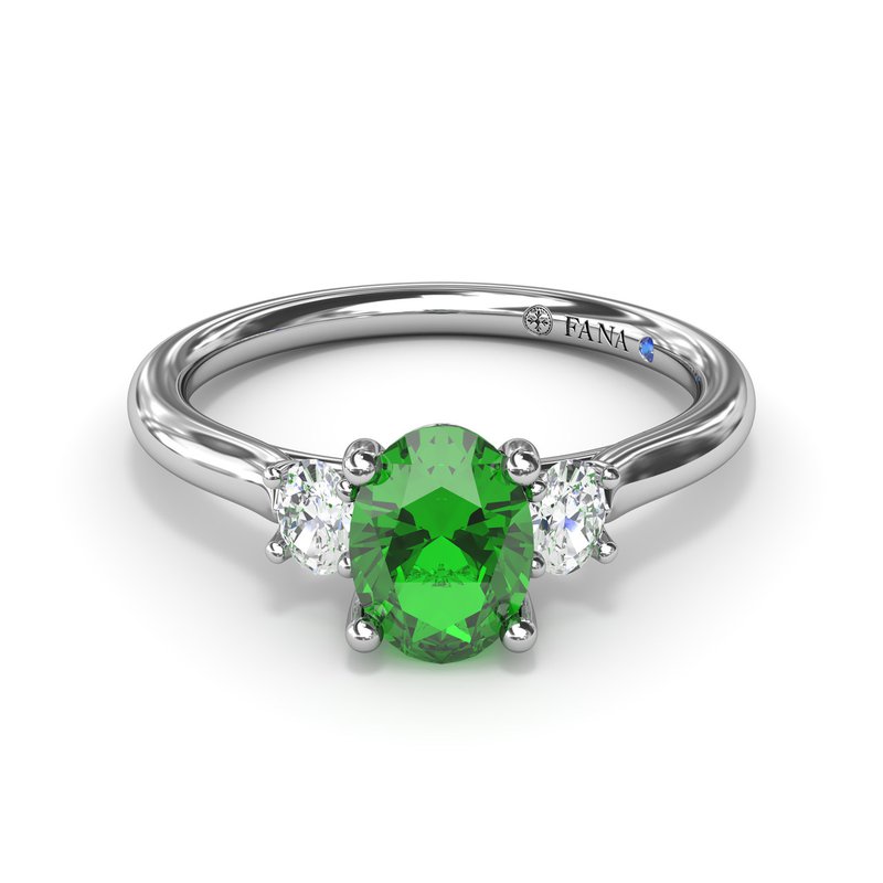 Three Stone Emerald and Diamond Ring R1852E - TBird