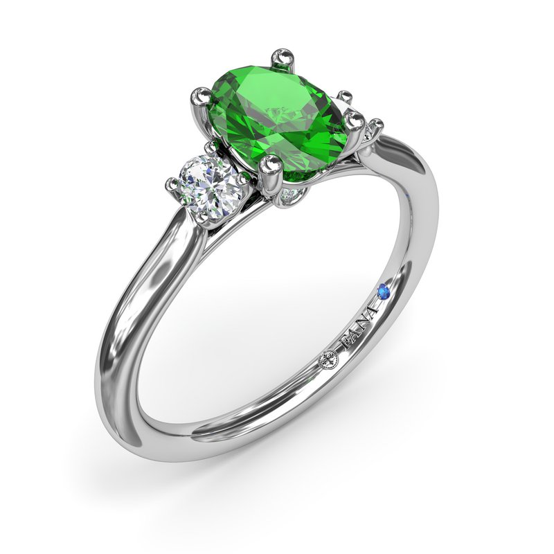 Three Stone Emerald and Diamond Ring R1852E - TBird