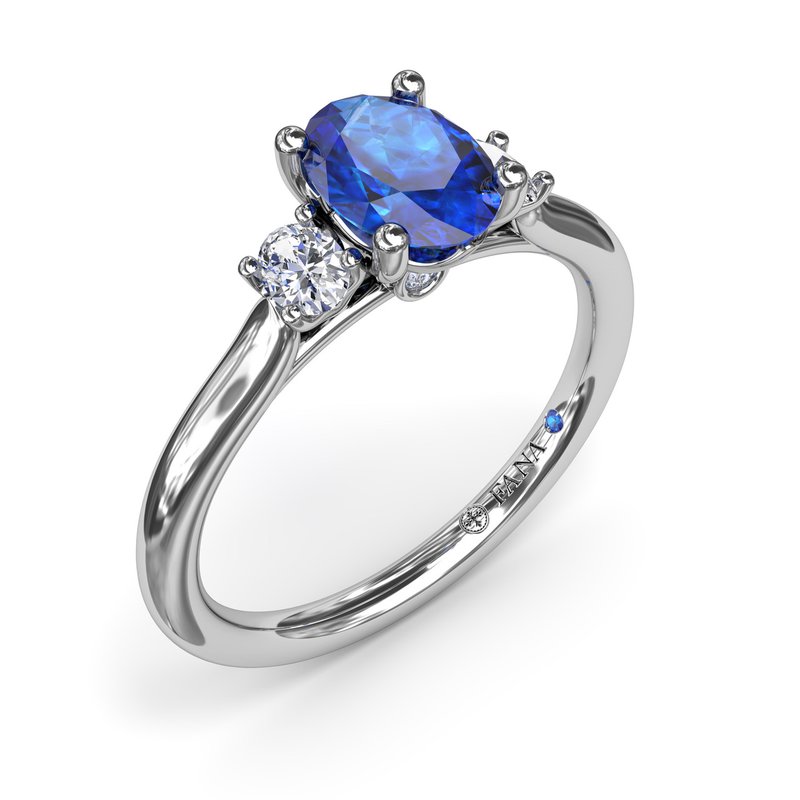 Three Stone Sapphire and Diamond Ring R1852S - TBird