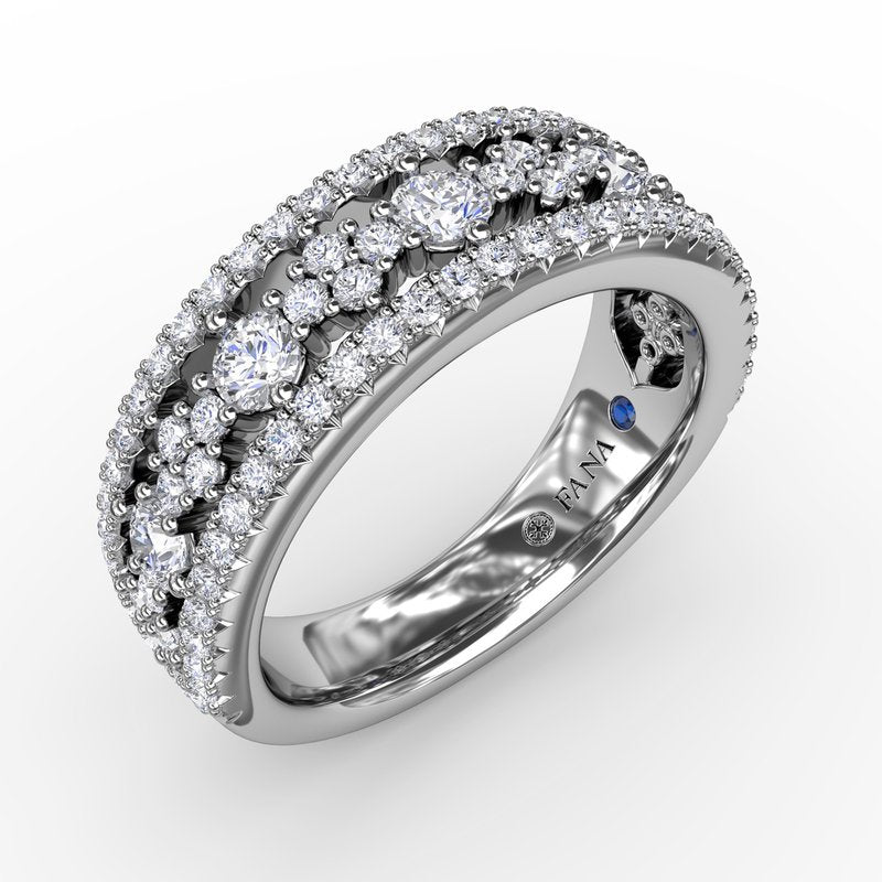 Triple-Row Diamond Patterned Band R2011 - TBird