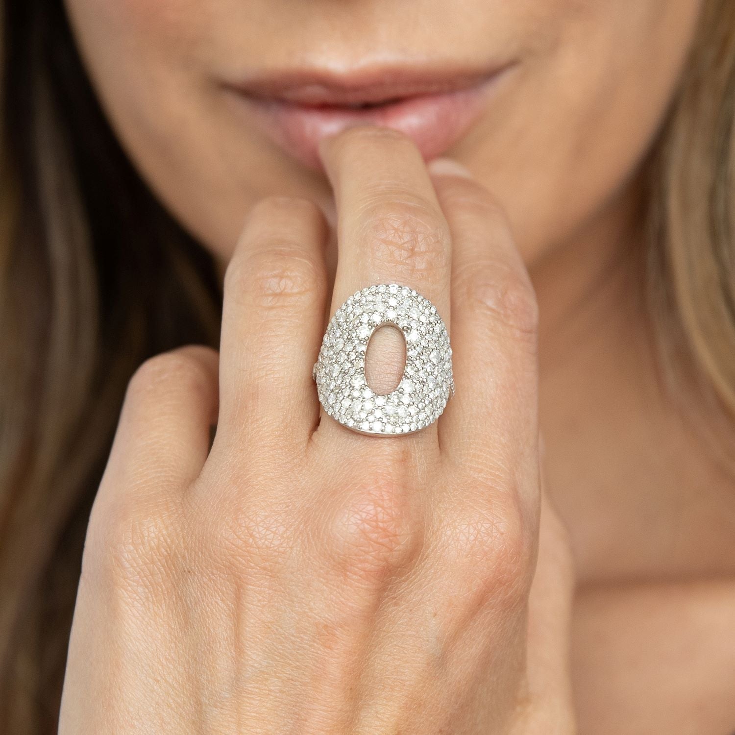 Diamond Cobblestone Open Saddle Ring R466 - TBird