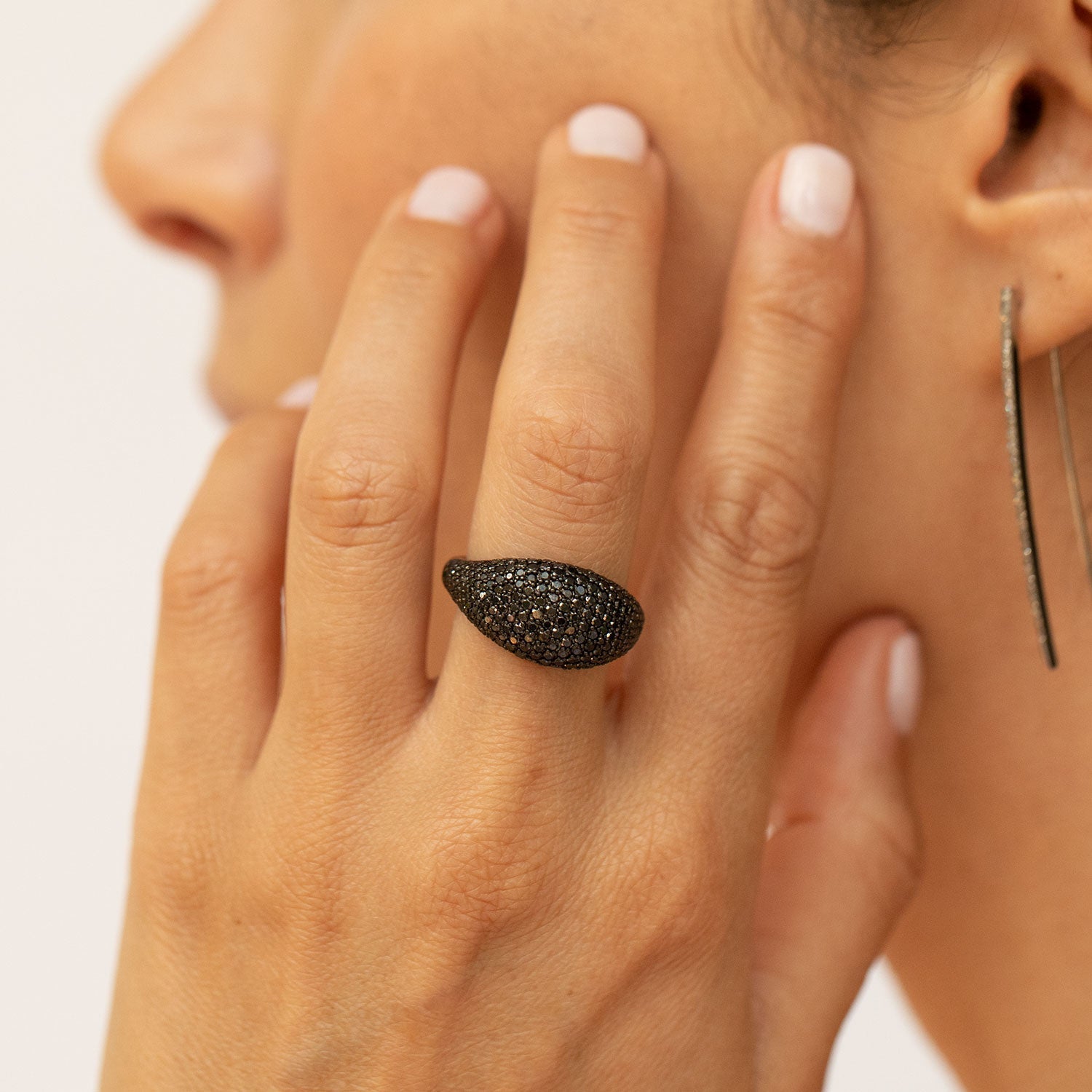 Black Diamond Modern Signet Ring RB015 - TBird