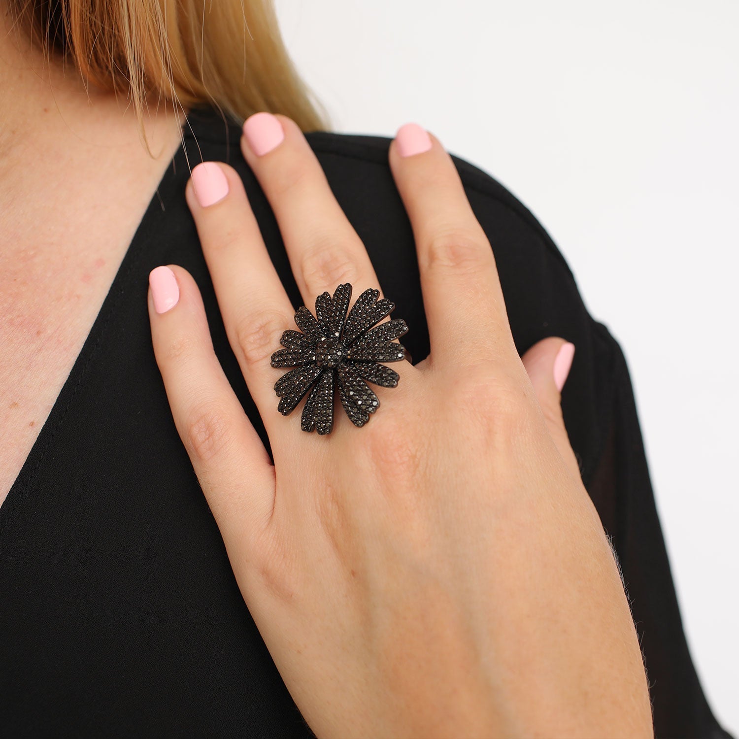 Black Diamond Daisy Ring RB019 - TBird