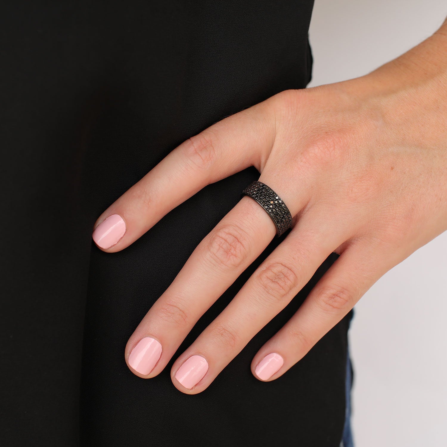 Mini Black Diamond Cuff Ring RB020 - TBird