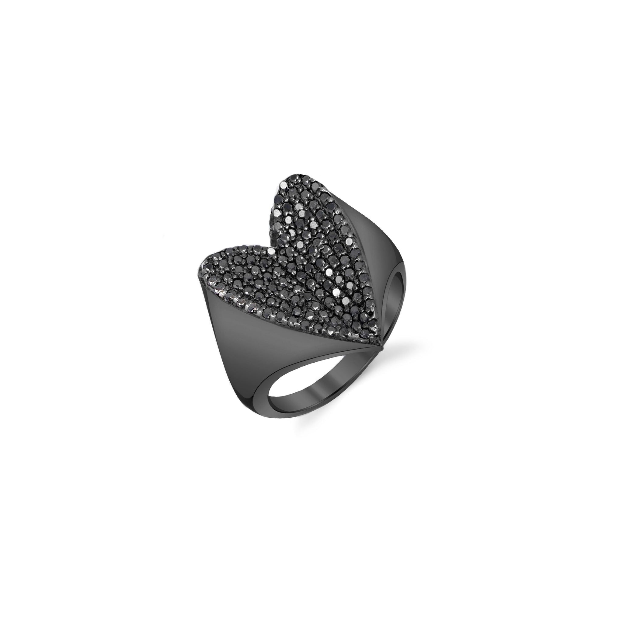 Black Diamond Folded Heart Ring RB033 - TBird