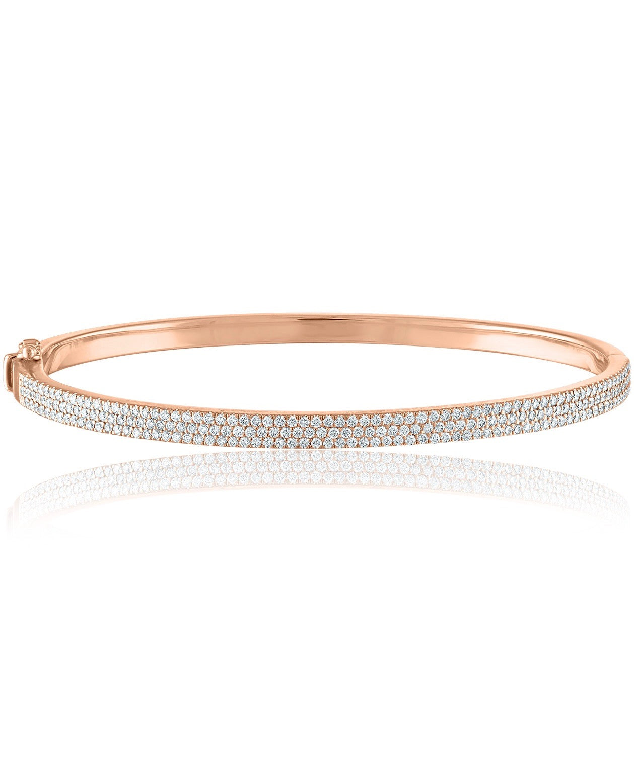 Rose Gold 3 Row Hinged Diamond Bangle 492-JSA